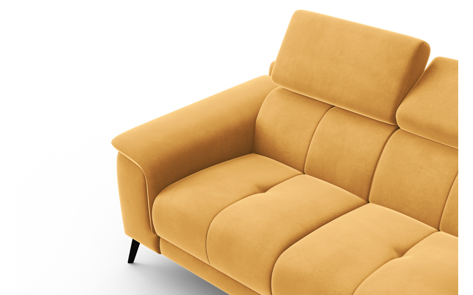Canapé 2 places FIERO, tissu velours jaune