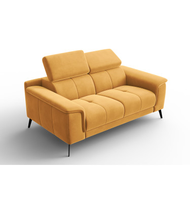 Canapé 2 places FIERO, tissu velours jaune