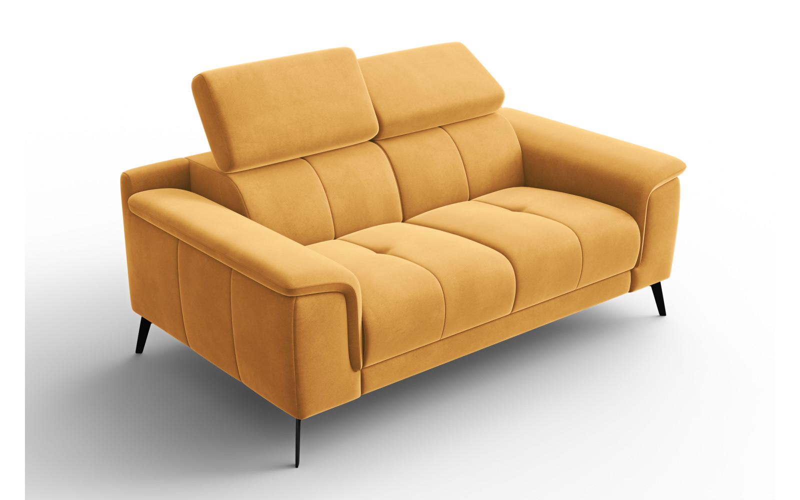 Canapé 2 places FIERO, tissu velours jaune