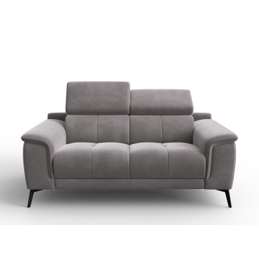 Canapé 2 places FIERO, tissu velours gris foncé