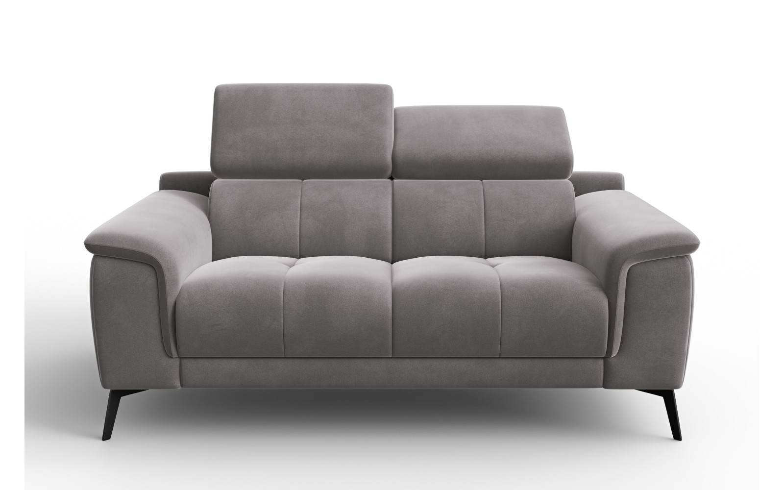 Canapé 2 places FIERO, tissu velours gris foncé