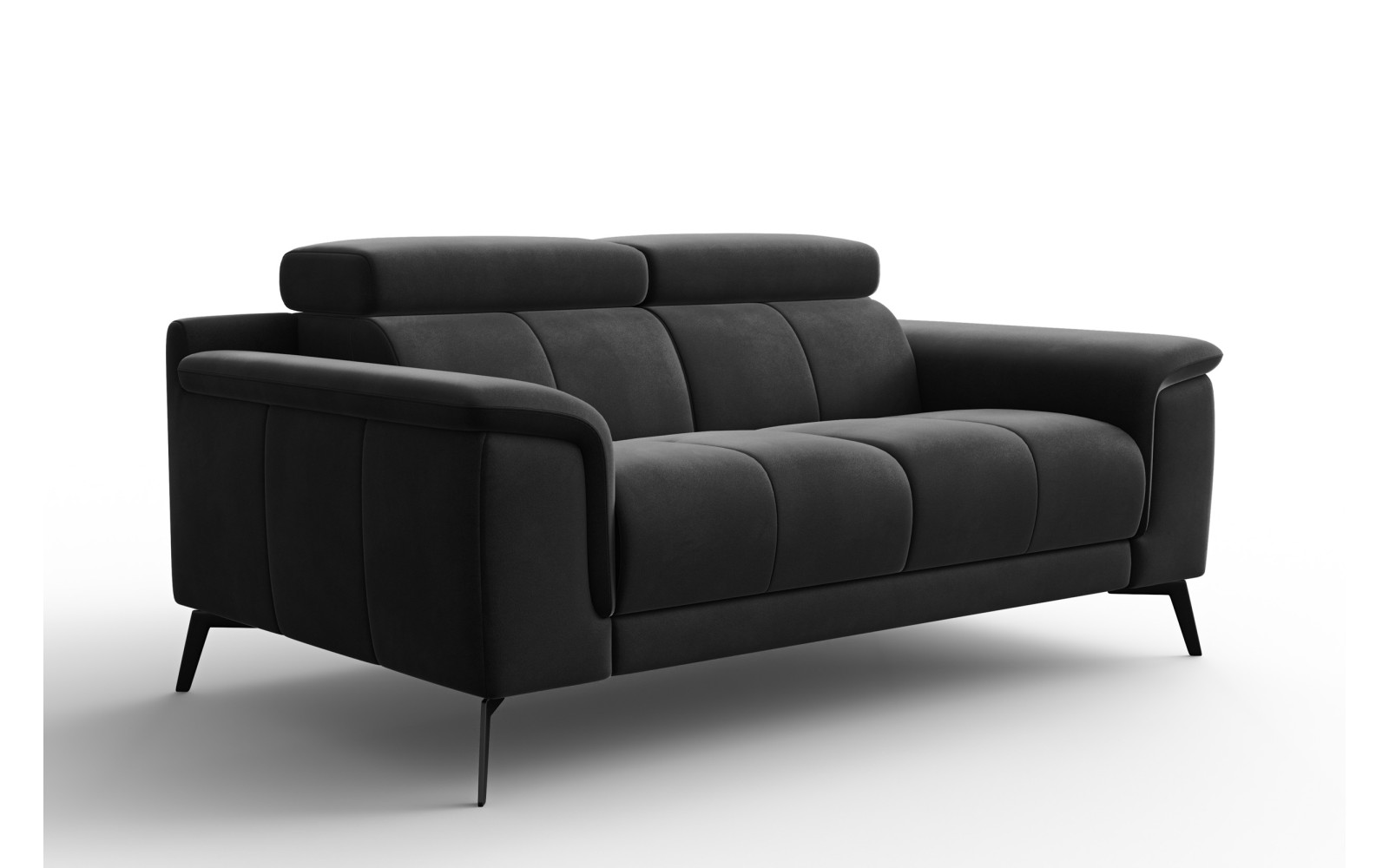Canapé 2 places FIERO, tissu velours noir