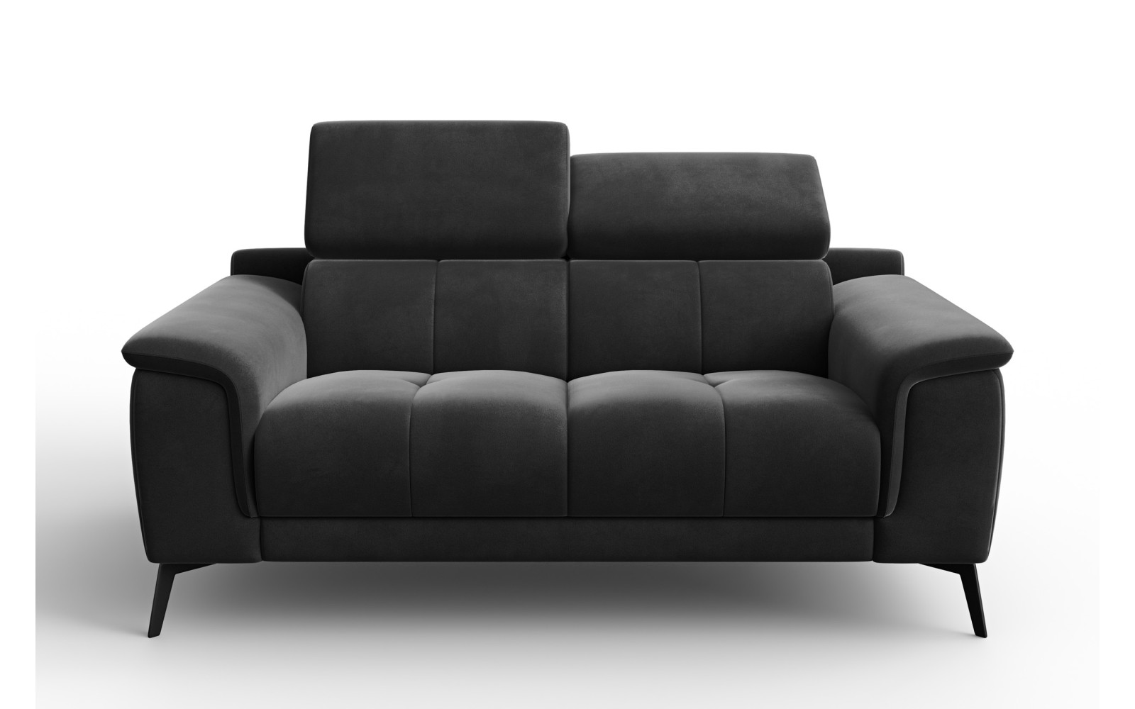 Canapé 2 places FIERO, tissu velours noir