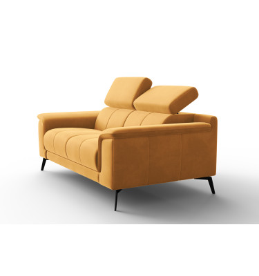 Canapé 2 places FIERO, tissu velours jaune