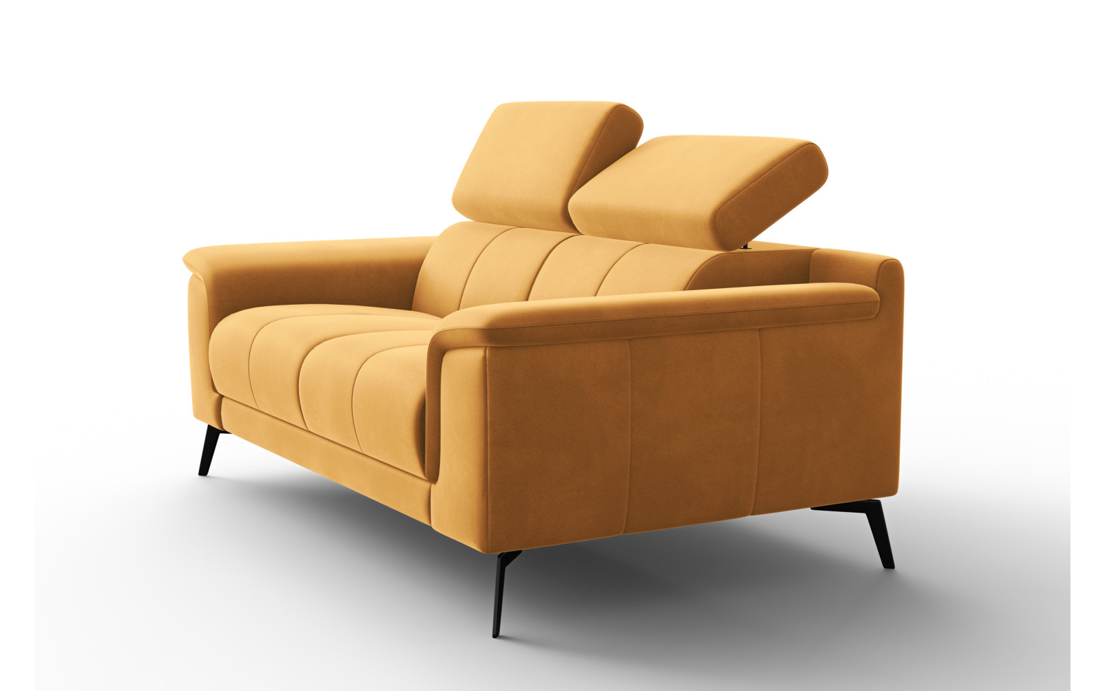 Canapé 2 places FIERO, tissu velours jaune
