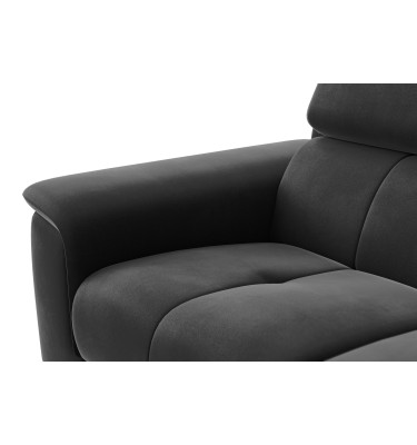 Canapé 2 places FIERO, tissu velours noir