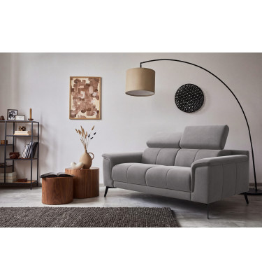 Canapé 2 places FIERO, tissu velours gris foncé