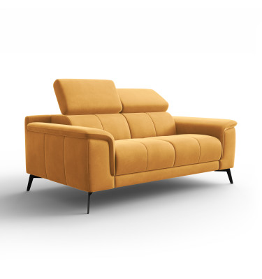 Canapé 2 places FIERO, tissu velours jaune