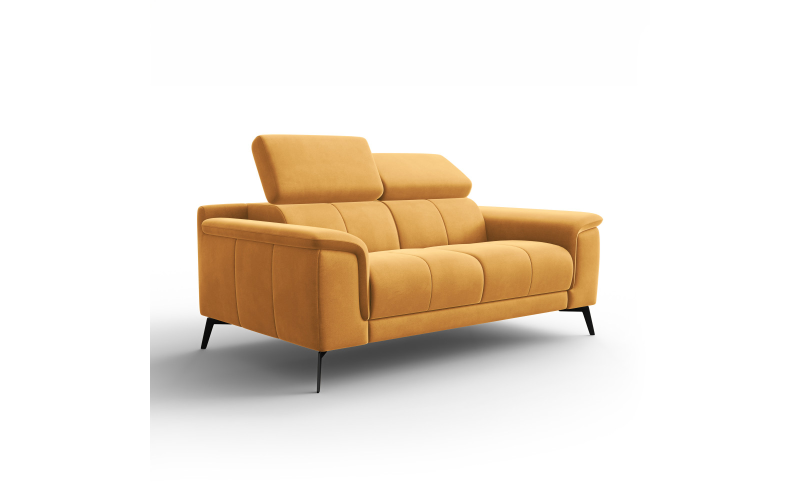 Canapé 2 places FIERO, tissu velours jaune