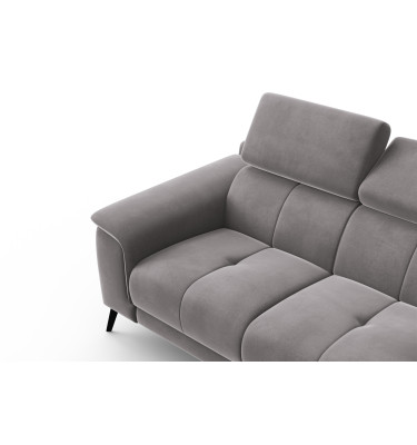 Canapé 2 places FIERO, tissu velours gris foncé