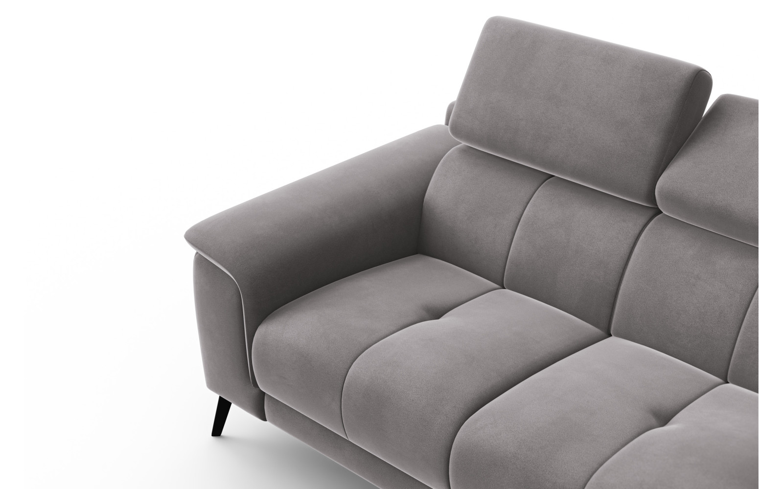 Canapé 2 places FIERO, tissu velours gris foncé