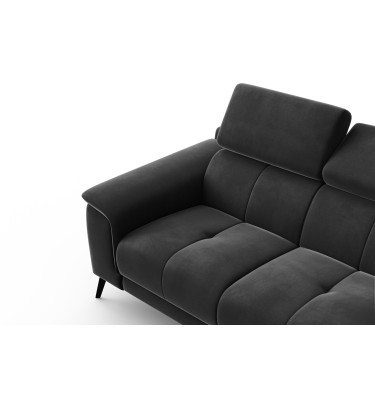 Canapé 2 places FIERO, tissu velours noir
