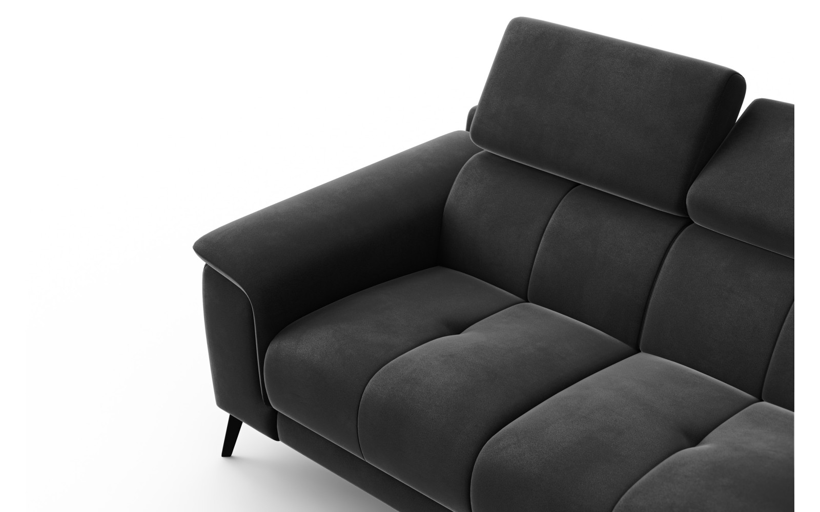 Canapé 2 places FIERO, tissu velours noir