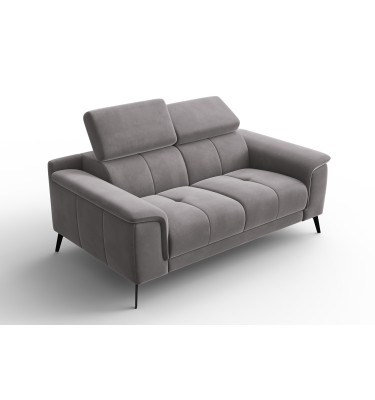 Canapé 2 places FIERO, tissu velours gris foncé