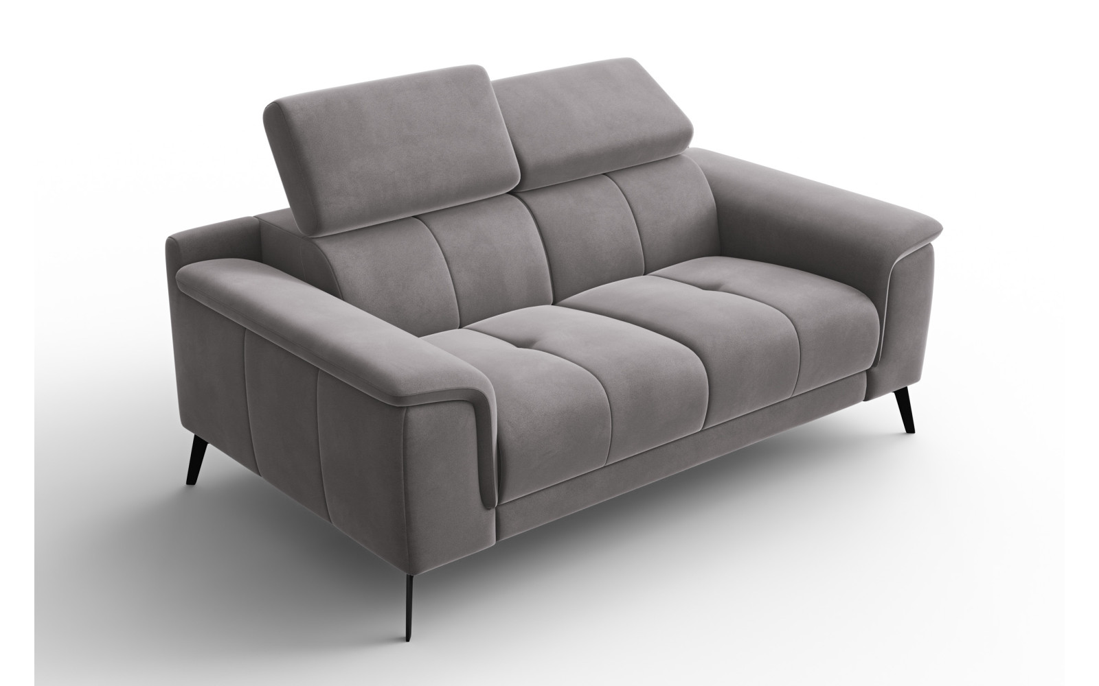 Canapé 2 places FIERO, tissu velours gris foncé