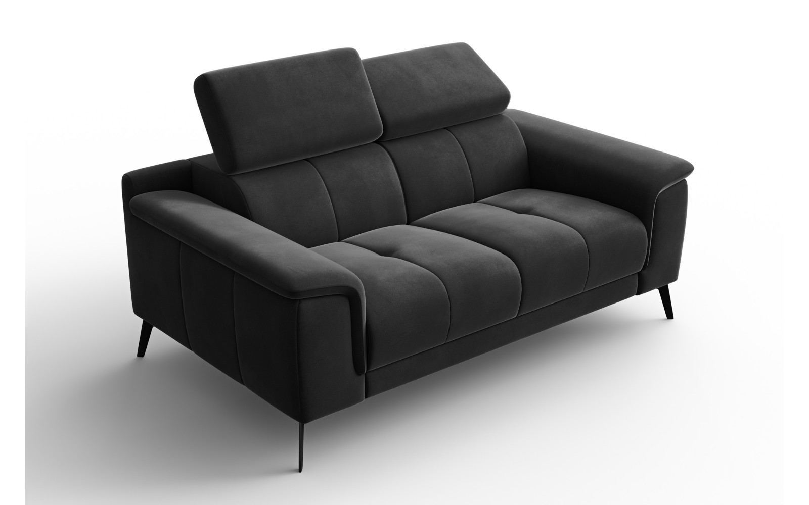 Canapé 2 places FIERO, tissu velours noir