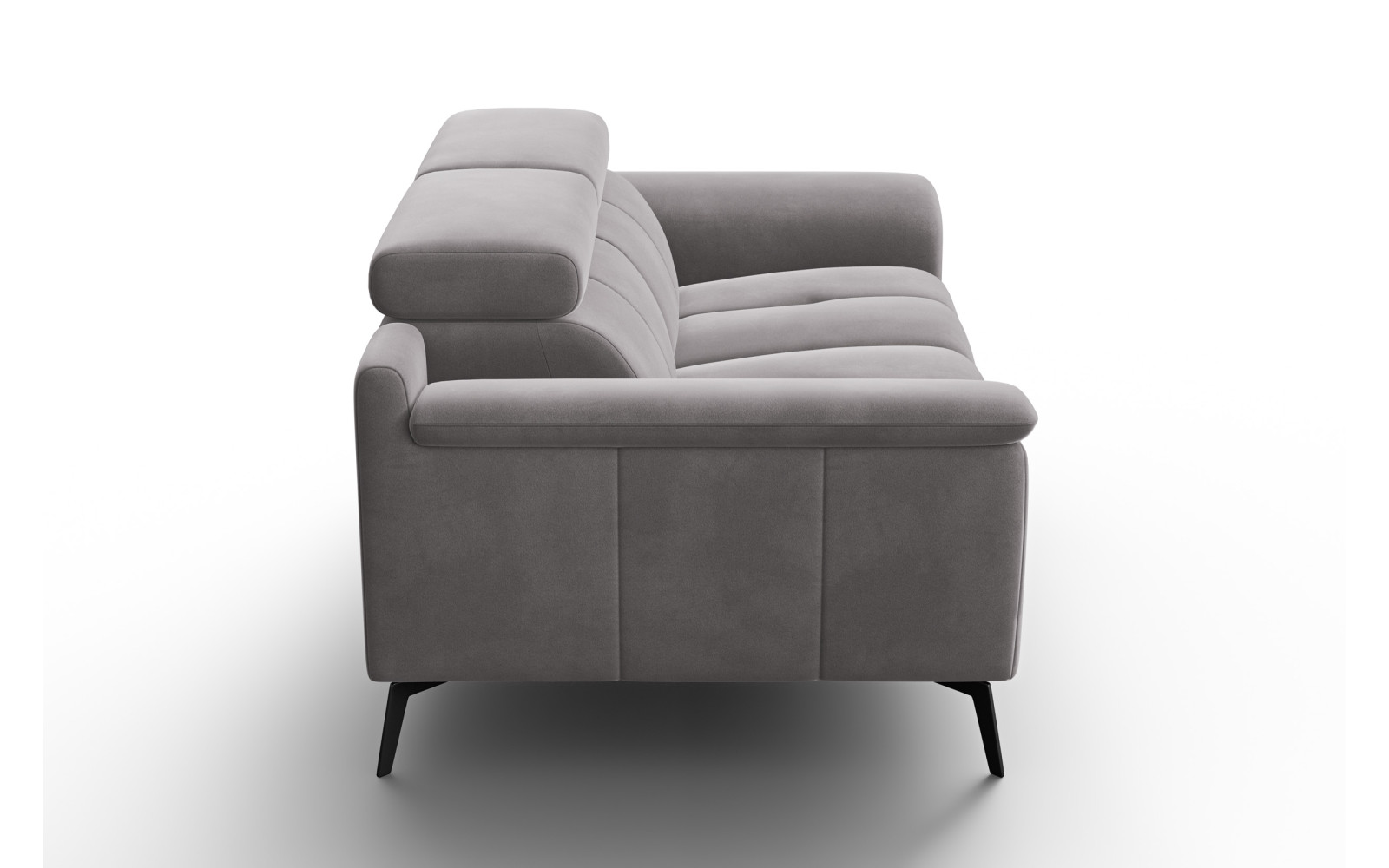 Canapé 2 places FIERO, tissu velours gris foncé