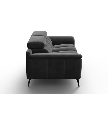 Canapé 2 places FIERO, tissu velours noir