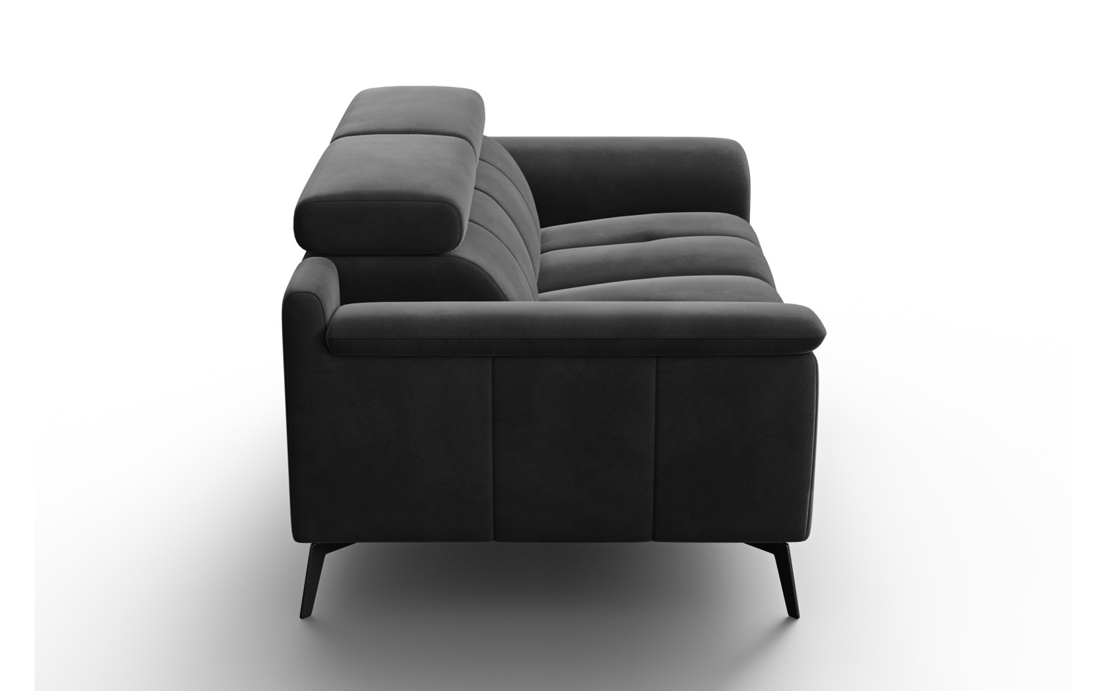 Canapé 2 places FIERO, tissu velours noir
