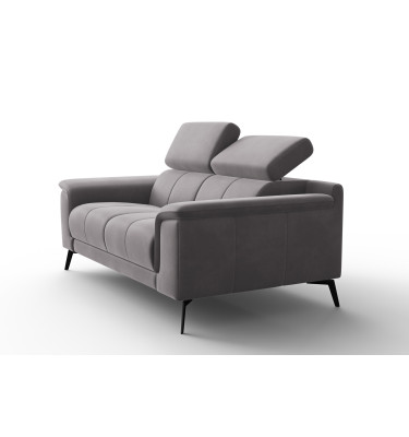 Canapé 2 places FIERO, tissu velours gris foncé