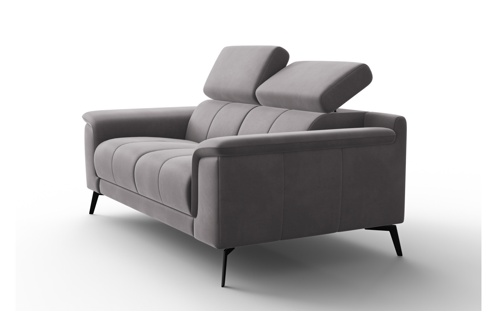 Canapé 2 places FIERO, tissu velours gris foncé