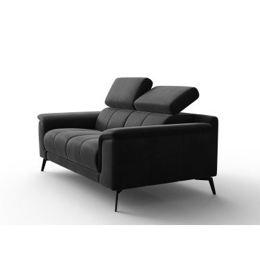 Canapé 2 places FIERO, tissu velours noir
