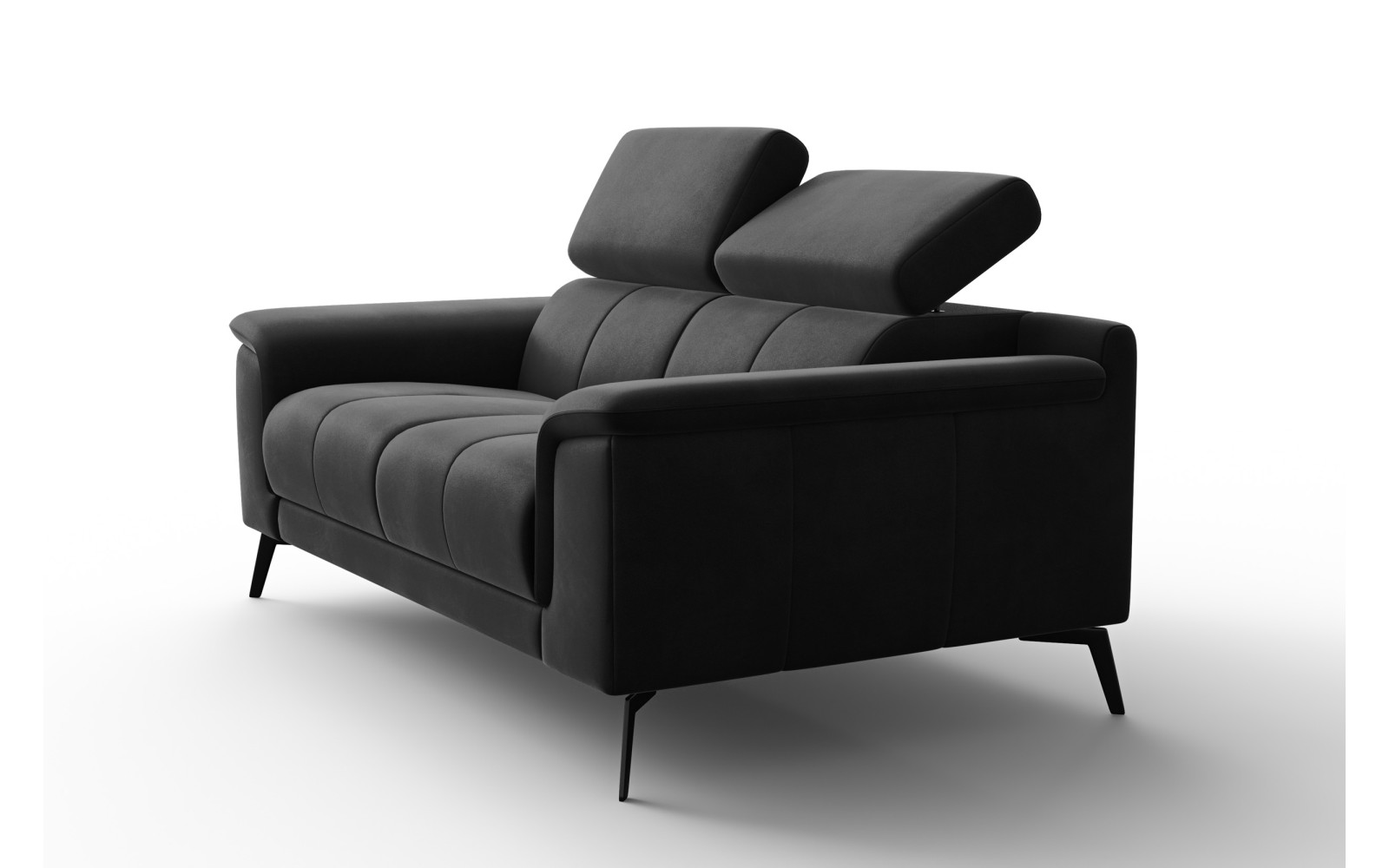 Canapé 2 places FIERO, tissu velours noir