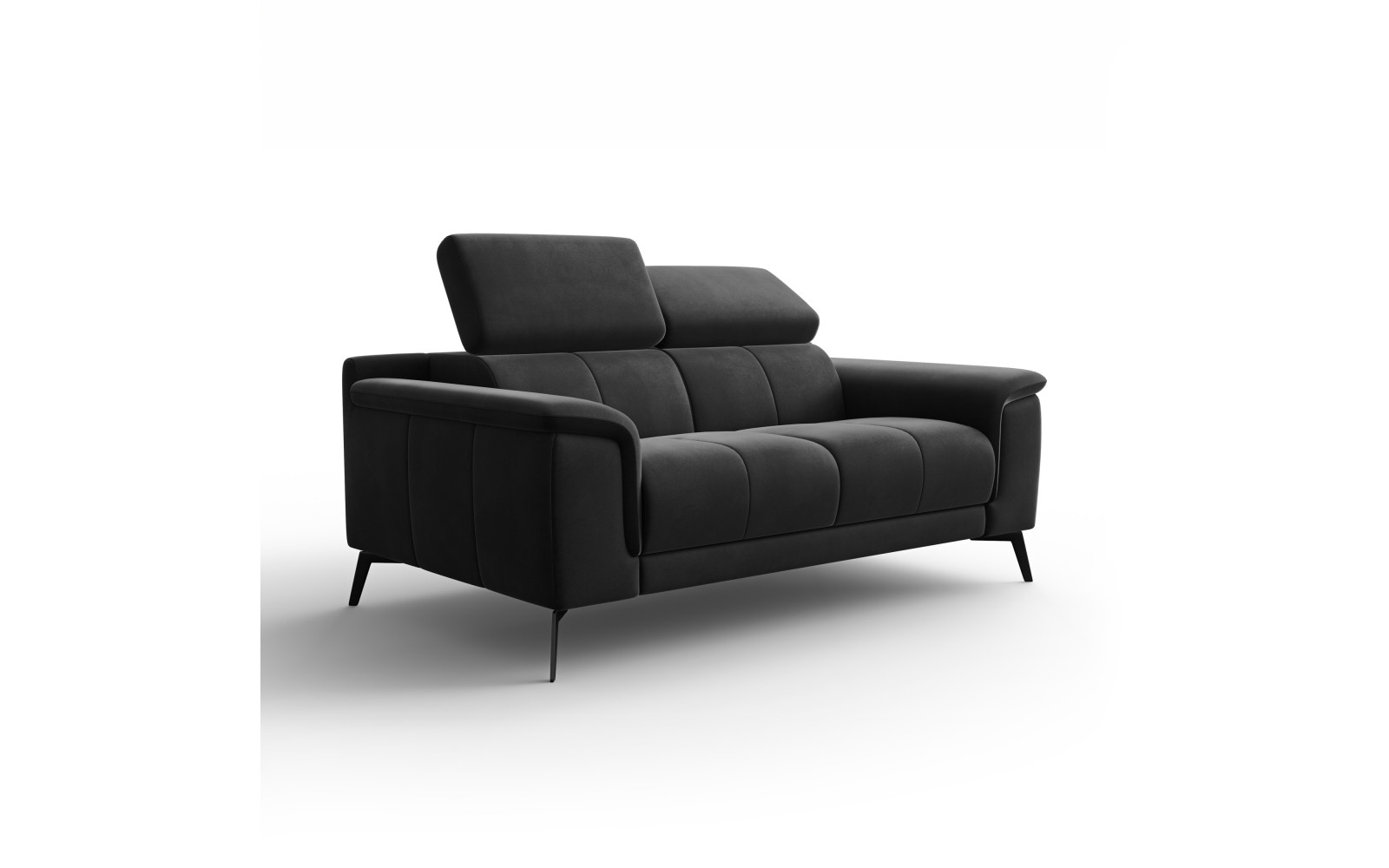 Canapé 2 places FIERO, tissu velours noir