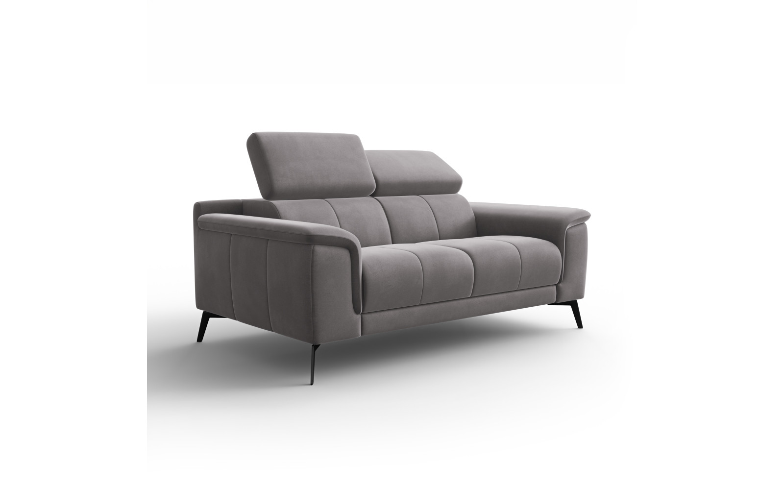 Canapé 2 places FIERO, tissu velours gris foncé