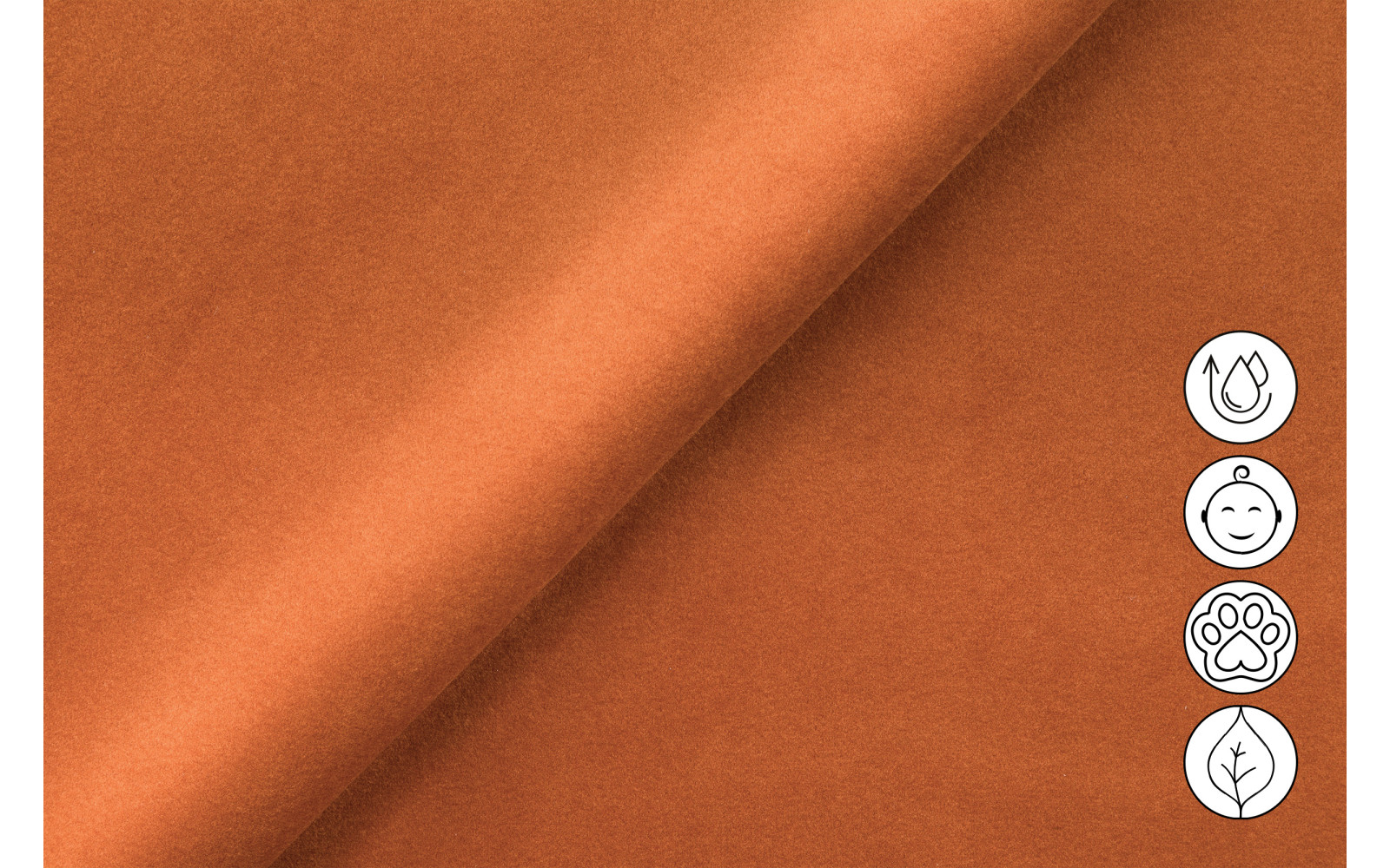 Canapé 2 places FIERO, tissu velours orange