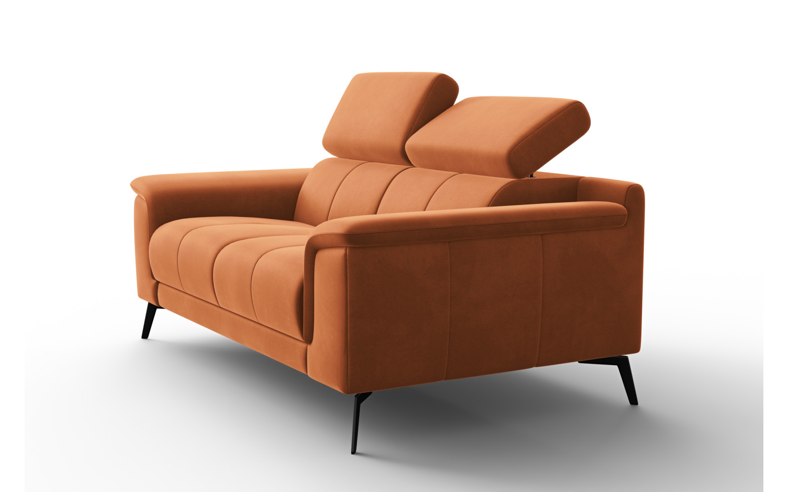 Canapé 2 places FIERO, tissu velours orange