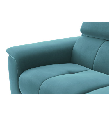 Canapé 2 places FIERO, tissu velours turquoise