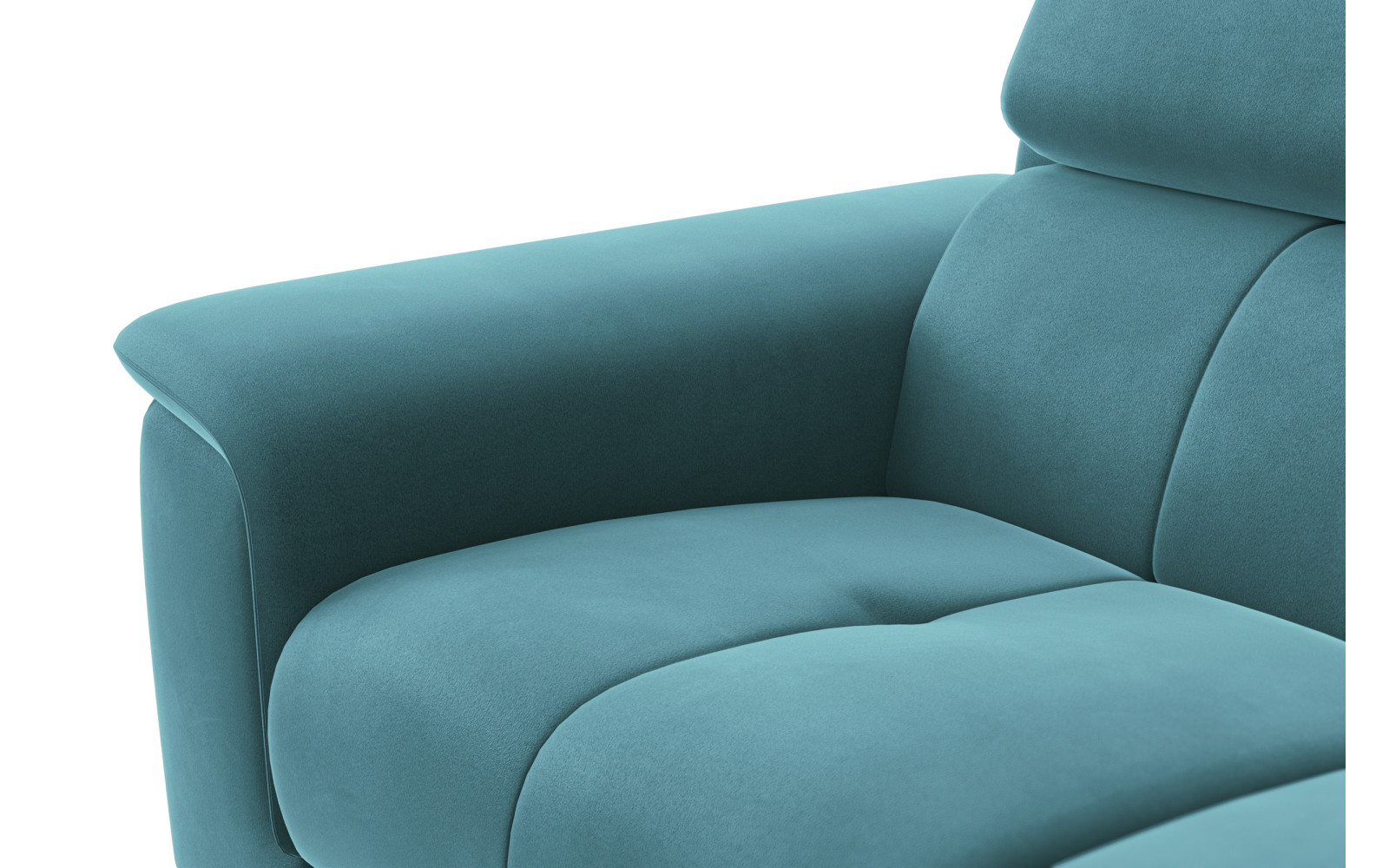 Canapé 2 places FIERO, tissu velours turquoise