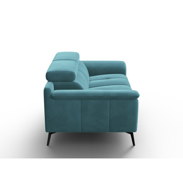 Canapé 2 places FIERO, tissu velours turquoise