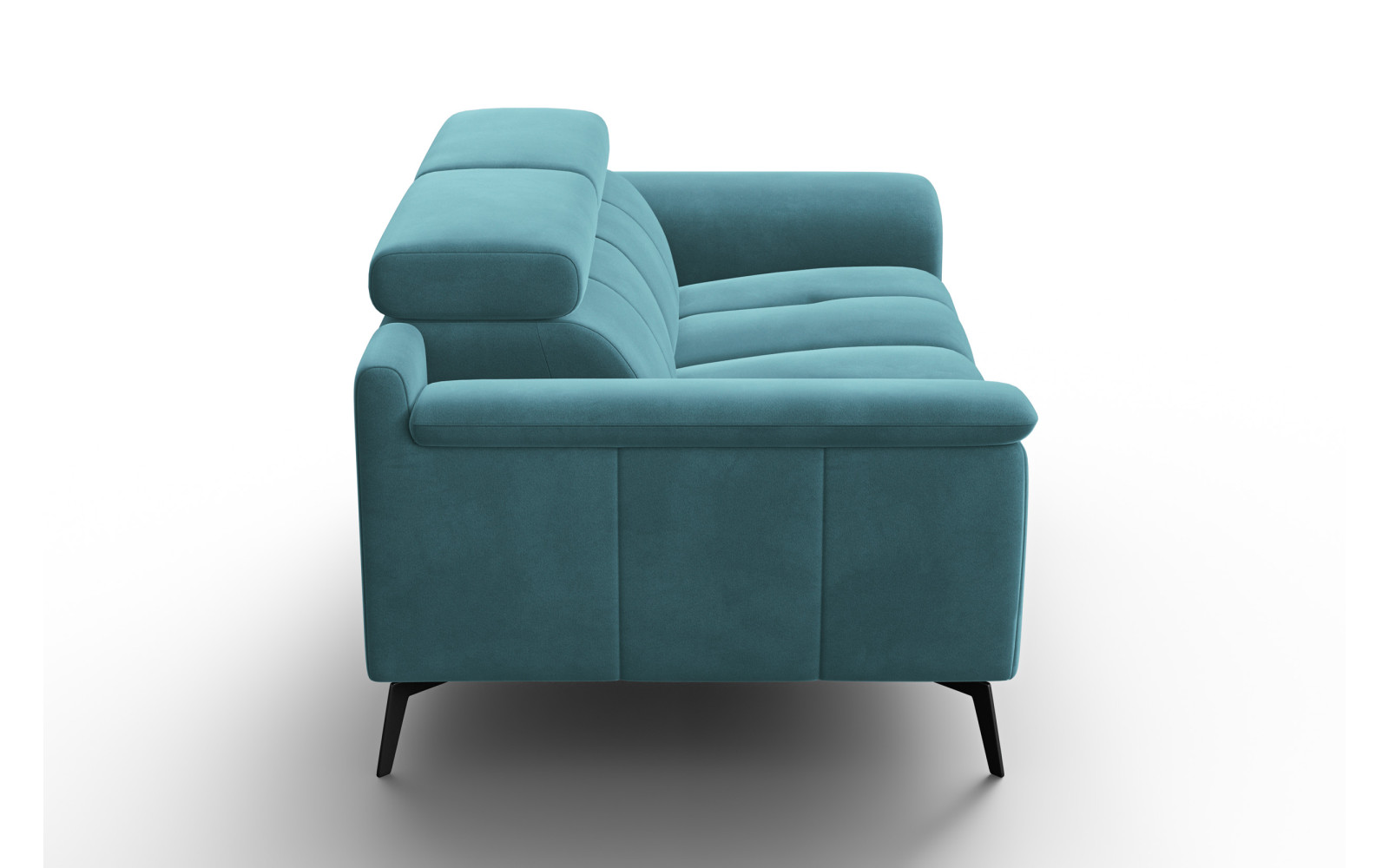 Canapé 2 places FIERO, tissu velours turquoise