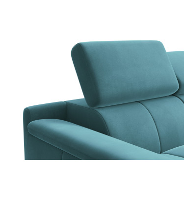 Canapé 2 places FIERO, tissu velours turquoise