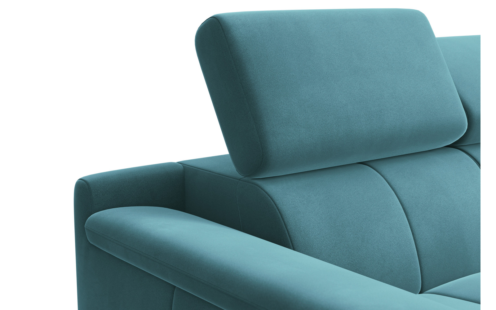 Canapé 2 places FIERO, tissu velours turquoise