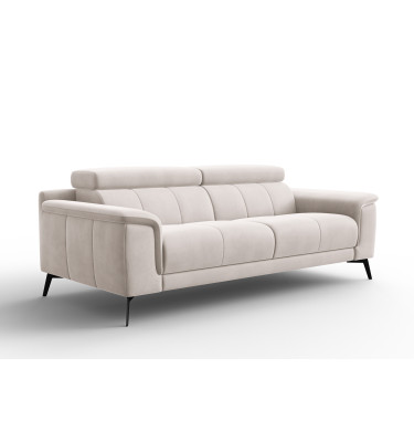 Canapé 3 places FIERO, tissu velours beige