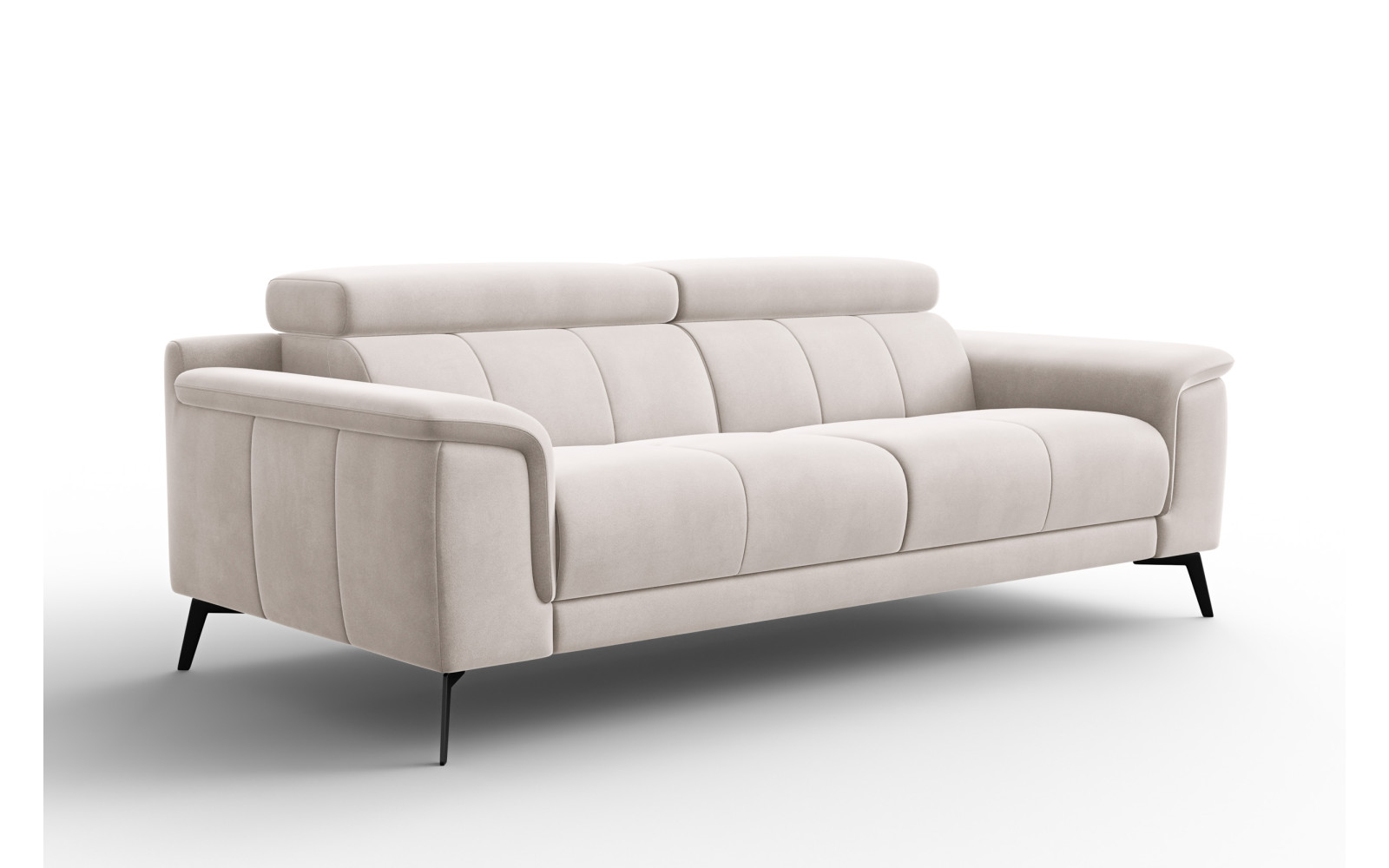Canapé 3 places FIERO, tissu velours beige