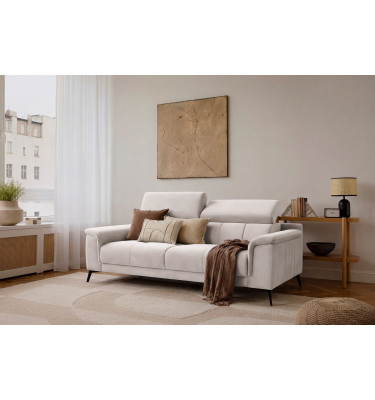 Canapé 3 places FIERO, tissu velours beige