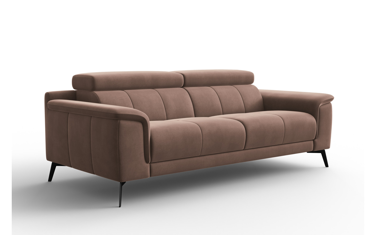 Canapé 3 places FIERO, tissu velours marron