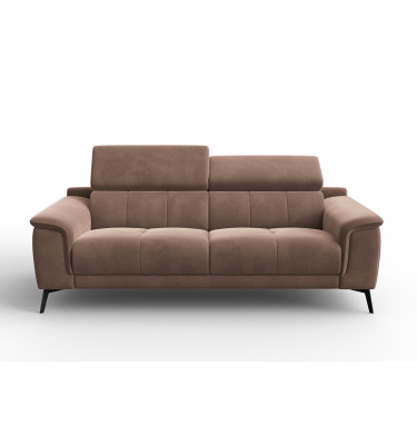 Canapé 3 places FIERO, tissu velours marron