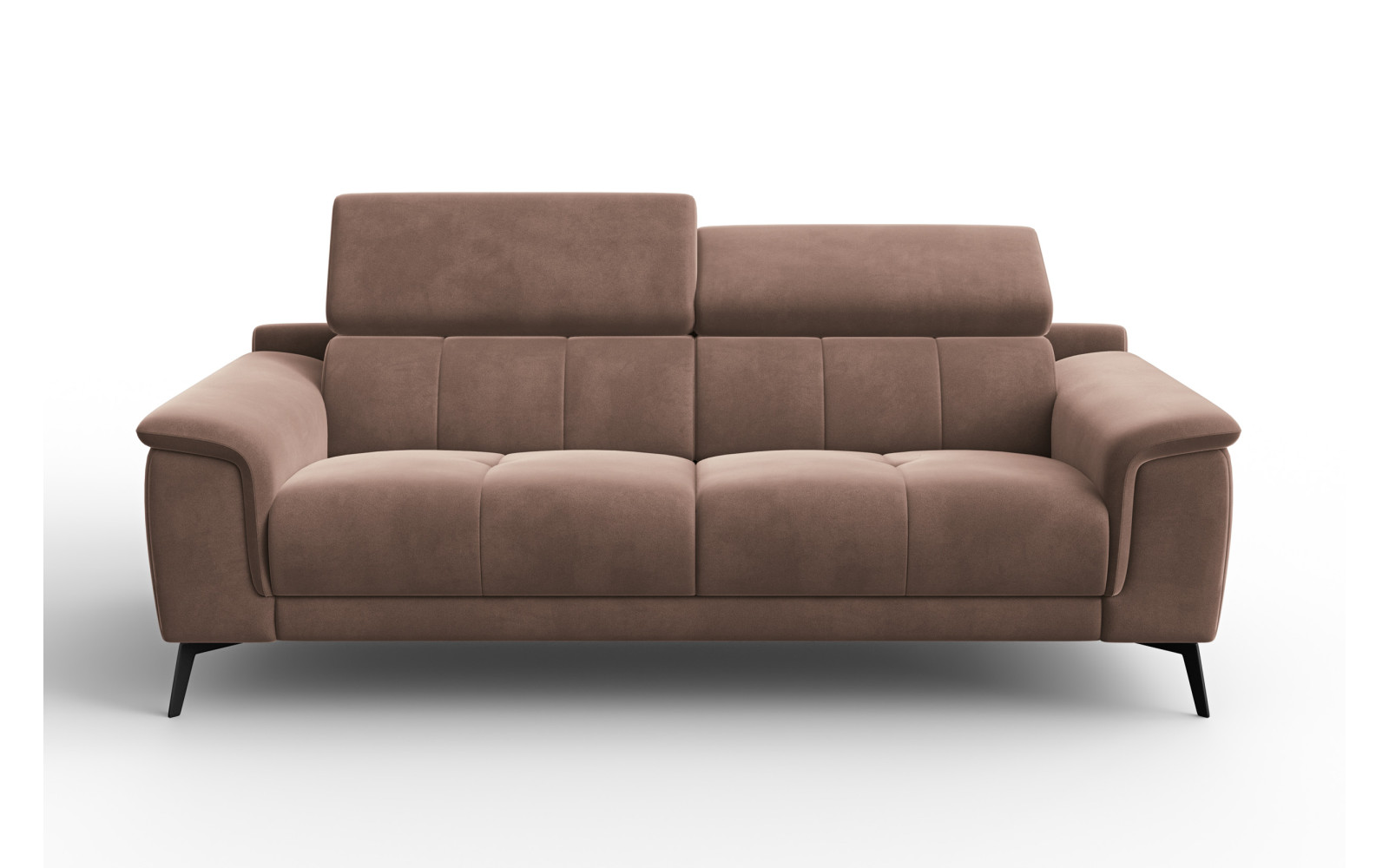 Canapé 3 places FIERO, tissu velours marron