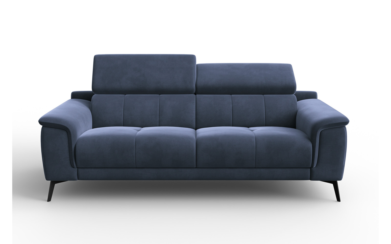 Canapé 3 places FIERO, tissu velours bleu marine