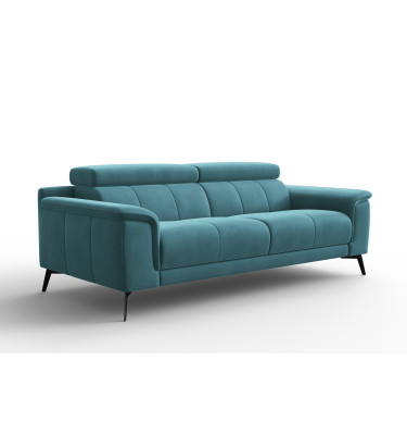 Canapé 3 places FIERO, tissu velours turquoise