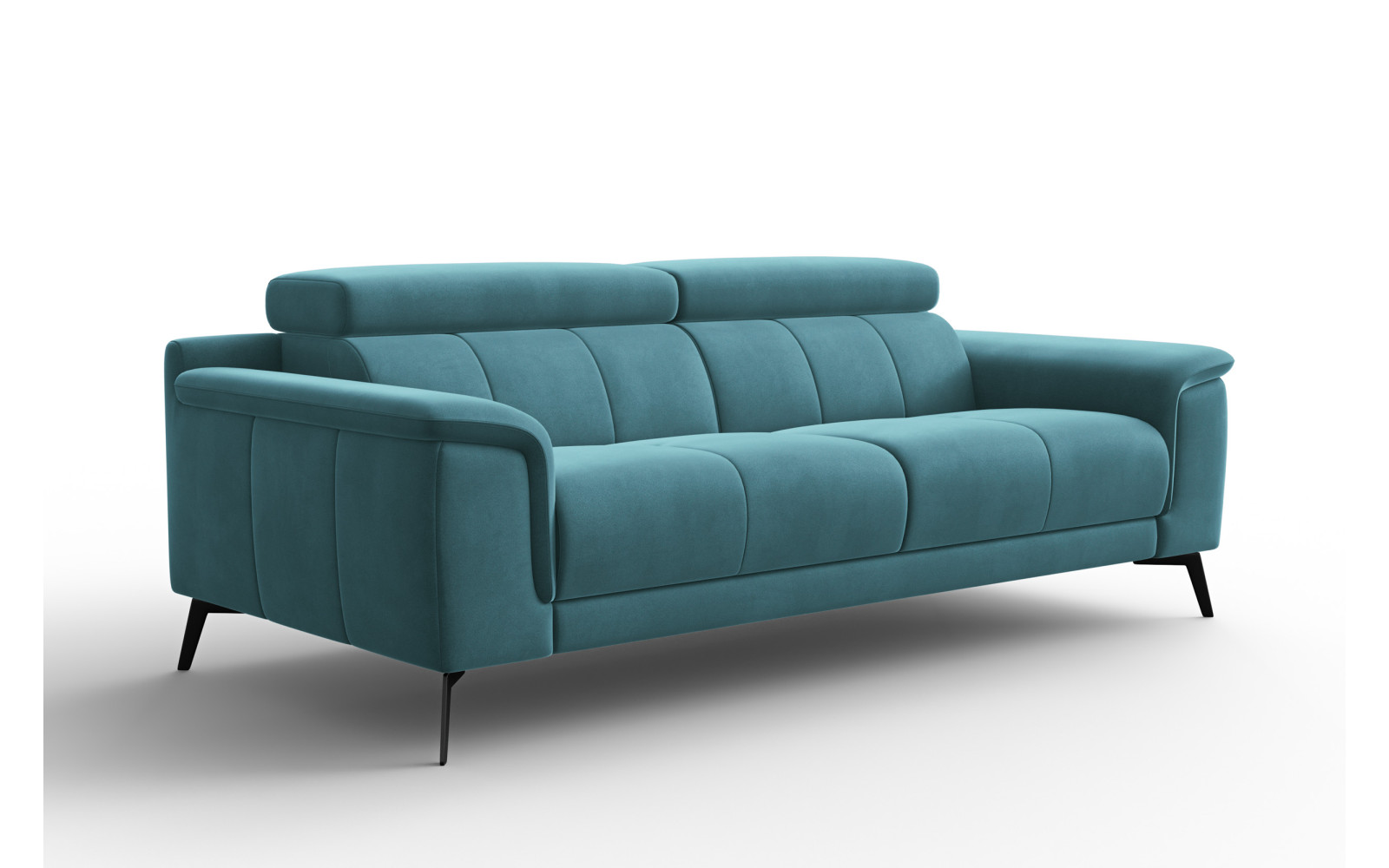 Canapé 3 places FIERO, tissu velours turquoise