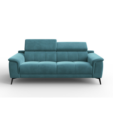Canapé 3 places FIERO, tissu velours turquoise
