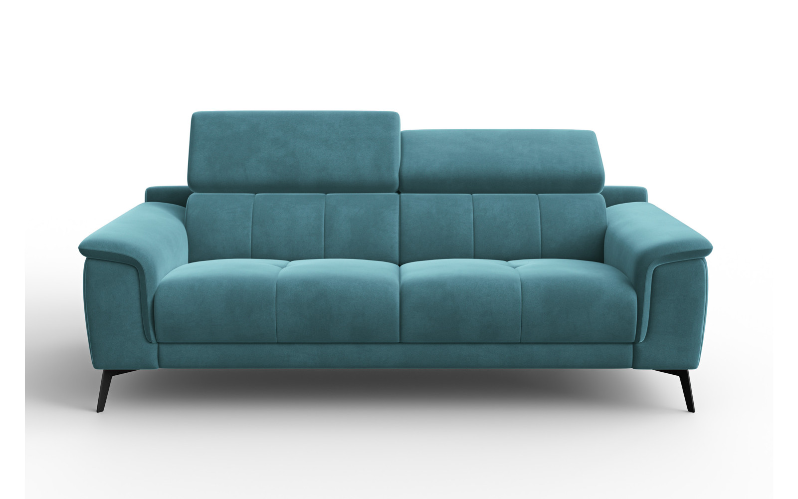 Canapé 3 places FIERO, tissu velours turquoise