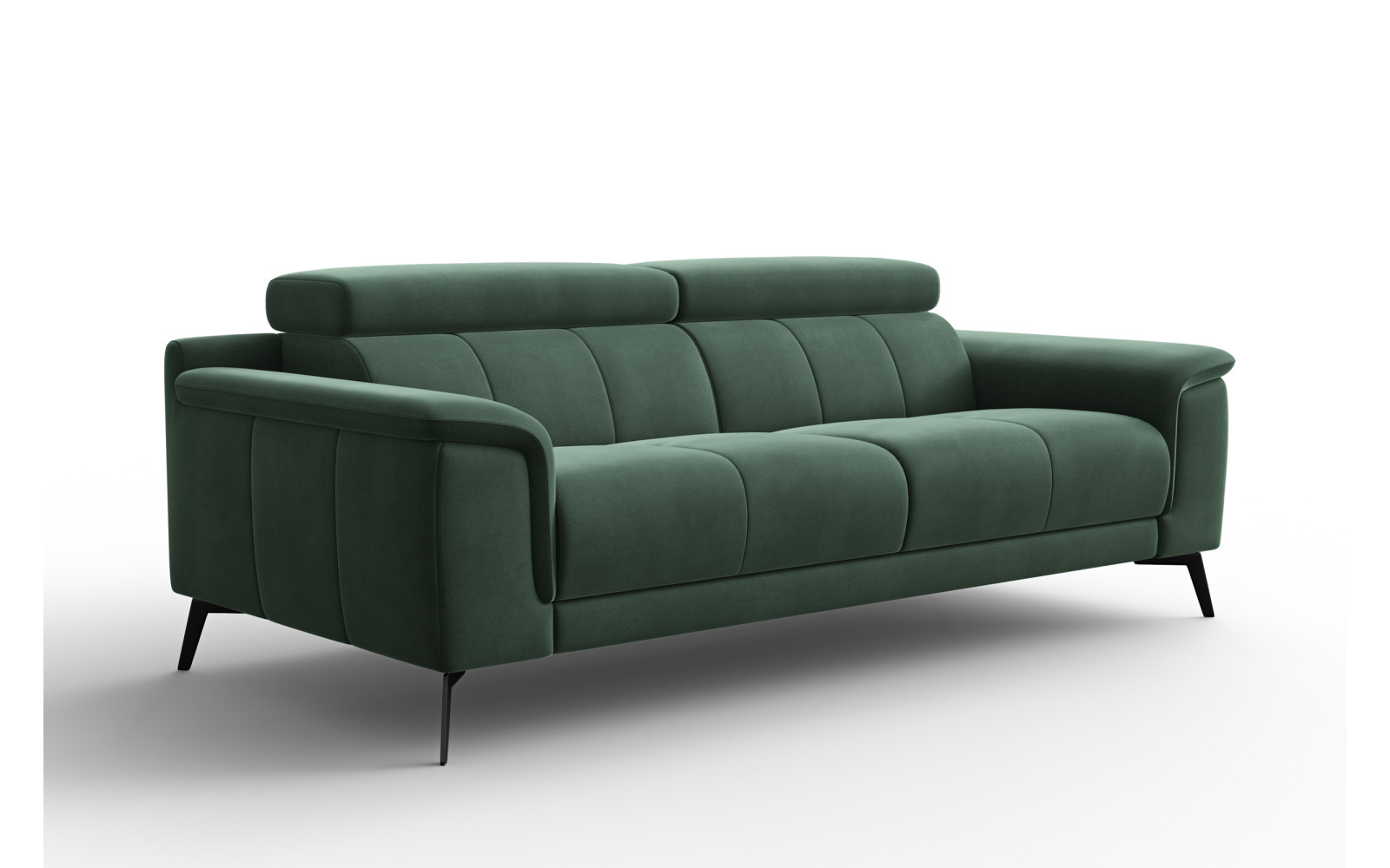 Canapé 3 places FIERO, tissu velours vert