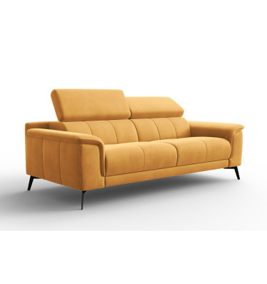 Canapé 3 places FIERO, tissu velours jaune